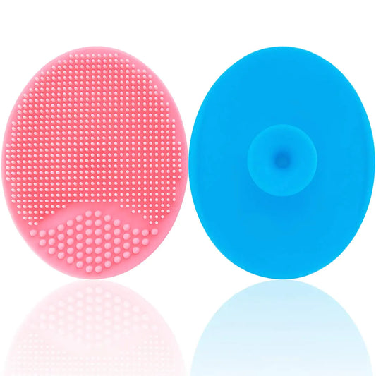 Baby Bath Silicone Cradle Cap Brush/Exfoliating and Massaging Brush/Soft Kids Washcloth (Blue + Pink)