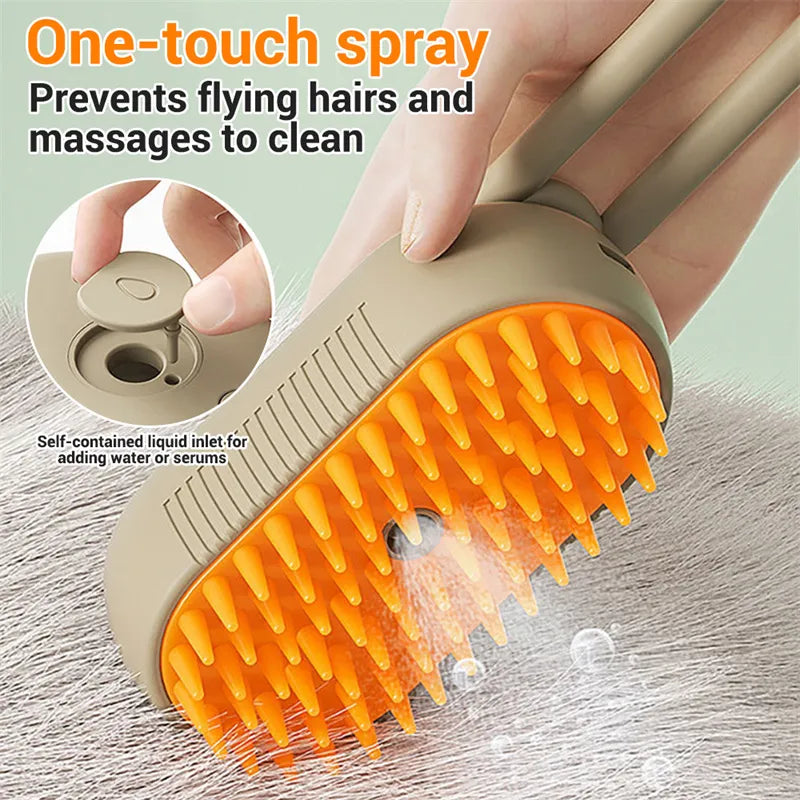 3-in-1 Electric Steam Pet Grooming Brush